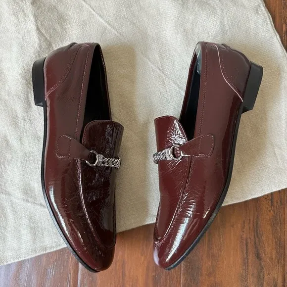RAG &amp; BONE Cooper Patent Chain Loafer in Bordeaux ITALY MADE