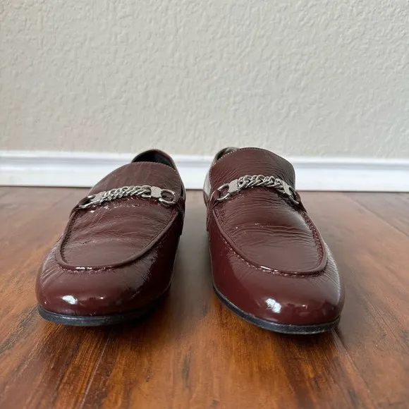 RAG &amp; BONE Cooper Patent Chain Loafer in Bordeaux ITALY MADE