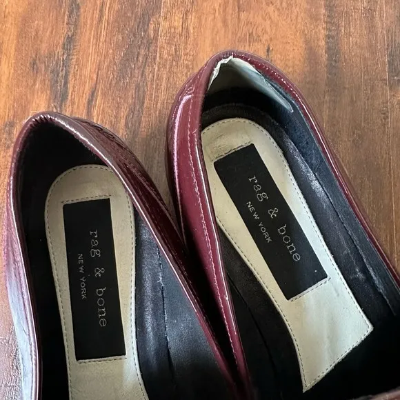RAG &amp; BONE Cooper Patent Chain Loafer in Bordeaux ITALY MADE