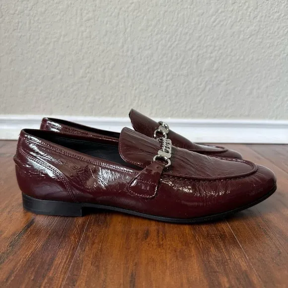 RAG &amp; BONE Cooper Patent Chain Loafer in Bordeaux ITALY MADE