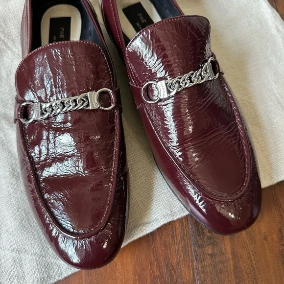 RAG &amp; BONE Cooper Patent Chain Loafer in Bordeaux ITALY MADE