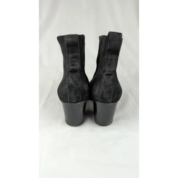 Rag &amp; Bone NY Devon Black Suede Ankle Boots Booties Heels Stretch Leather 7.5 38