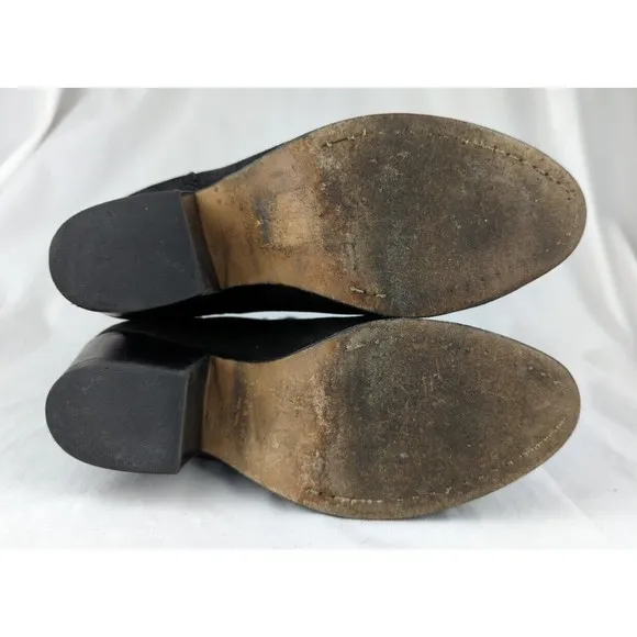 Rag &amp; Bone NY Devon Black Suede Ankle Boots Booties Heels Stretch Leather 7.5 38