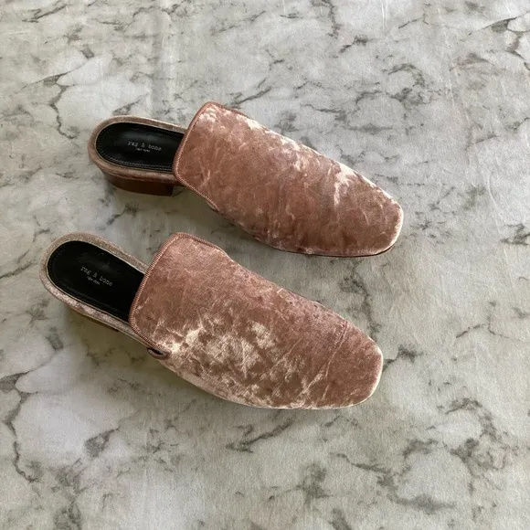 Rag &amp; Bone NY pink velvet size 41 mules