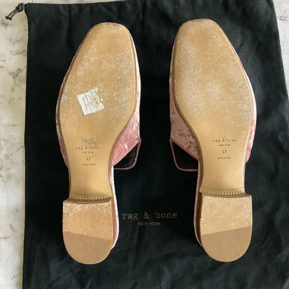 Rag &amp; Bone NY pink velvet size 41 mules