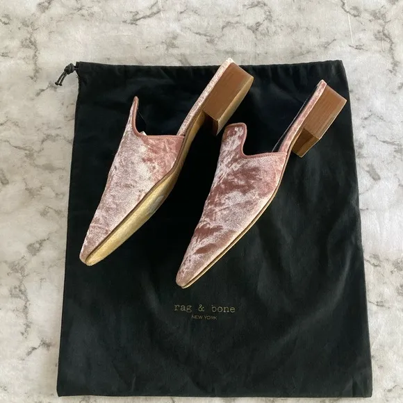Rag &amp; Bone NY pink velvet size 41 mules