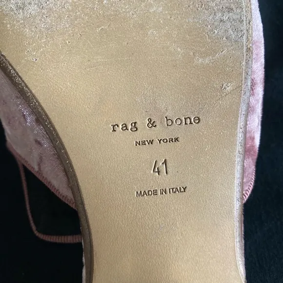 Rag &amp; Bone NY pink velvet size 41 mules