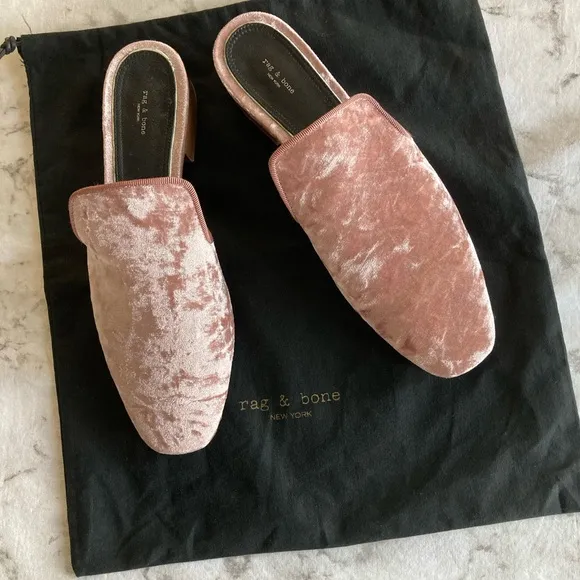 Rag &amp; Bone NY pink velvet size 41 mules
