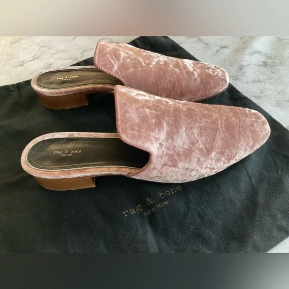 Rag &amp; Bone NY pink velvet size 41 mules