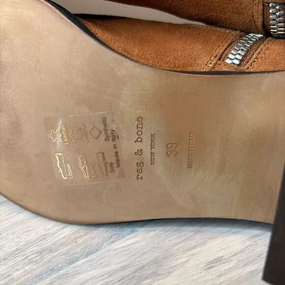 Rag &amp; Bone Women's Axel Mid Boots‎ In Cinnamon Leather Suede $395 Size 8.5