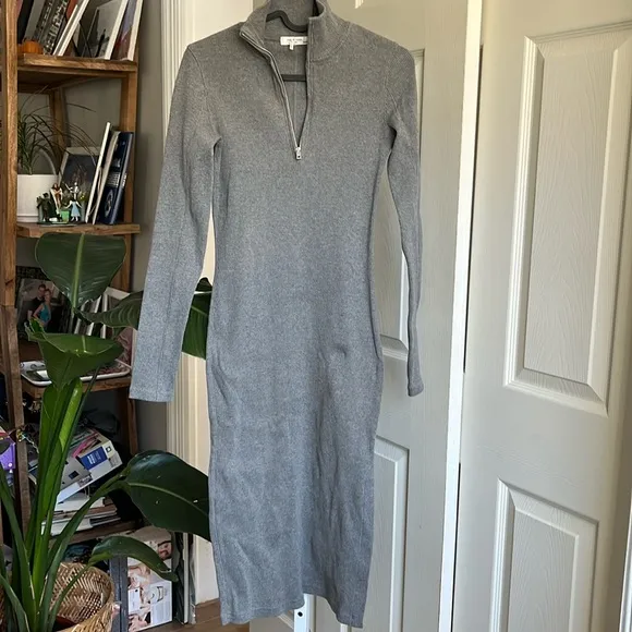 Rag And Bone Laila long sleeve zip front Ribbed Bodycon Dress size Xs