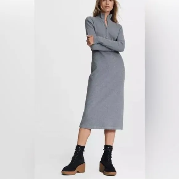 Rag And Bone Laila long sleeve zip front Ribbed Bodycon Dress size Xs