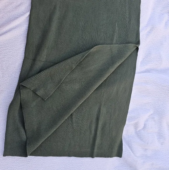 RAISECOM Sleeveless Knit Maxi Sweater Dress Mock Neck Ribbed Army Green size xl