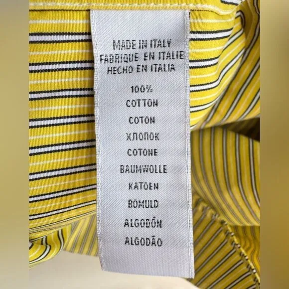 Ralph Lauren Black Label Mens Yellow Stripe Slim Fit Dress Shirt Italy Sz 15 Y2K