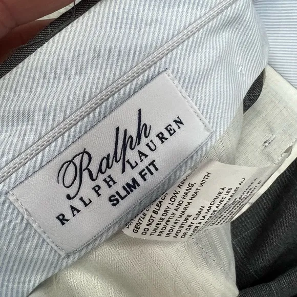 Ralph Lauren Grey w/ Blue Windowpane Slim Dress Pants 40x30