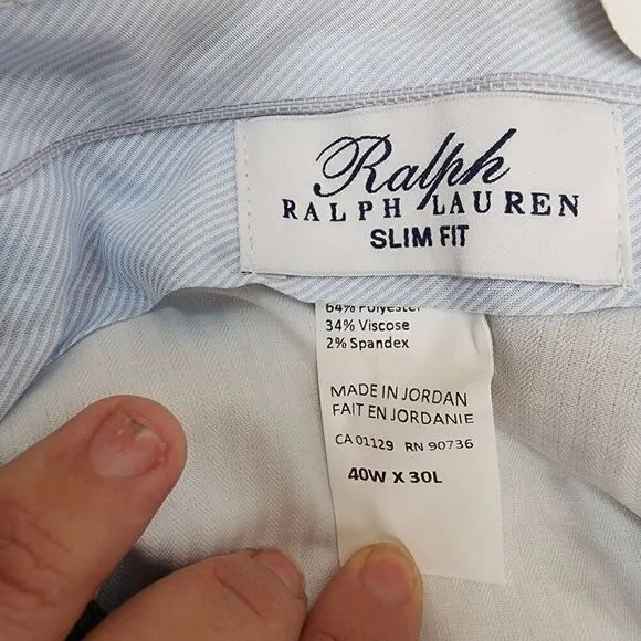 Ralph Lauren Size 40x30 Men's Comfort Flex Flat Front Slim Fit Dress Pants Olive