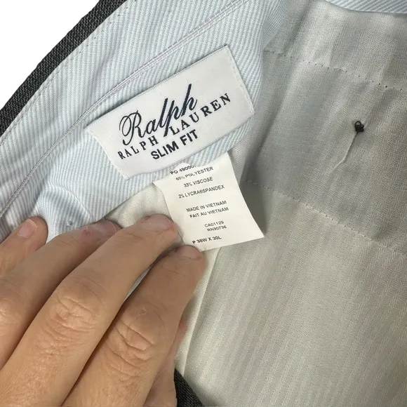 Ralph Ralph Lauren Men’s 38x30 Gray Slim Fit Dress Pants Office Career