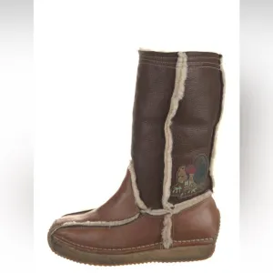 Rare Fendi squirrel 🐿 shearling &amp; leather mid-calf boots size 36