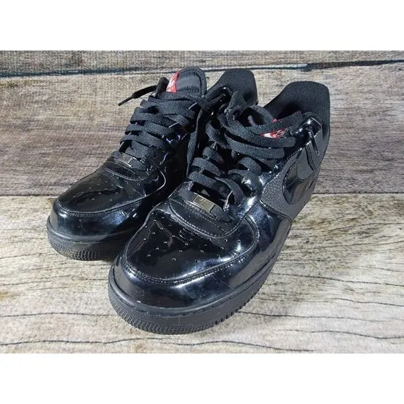 RARE Nike Air Force 1 '07 Black Black Patent Red' Shoes 315122-021 Men’s 13