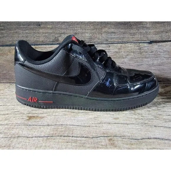 RARE Nike Air Force 1 '07 Black Black Patent Red' Shoes 315122-021 Men’s 13