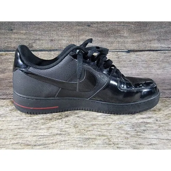 RARE Nike Air Force 1 '07 Black Black Patent Red' Shoes 315122-021 Men’s 13
