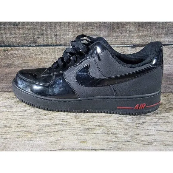 RARE Nike Air Force 1 '07 Black Black Patent Red' Shoes 315122-021 Men’s 13