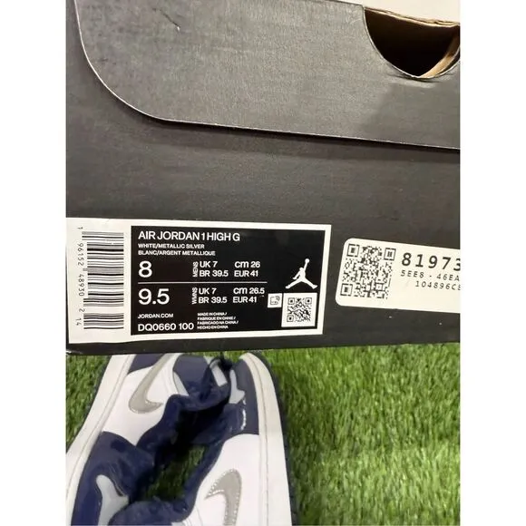 RARE Size 8 CLEAN  - Air Jordan 1 Golf High Midnight Navy White Patent Leather