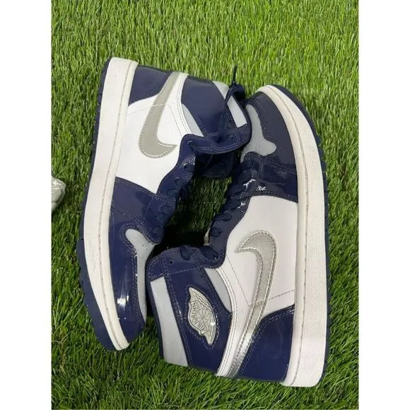 RARE Size 8 CLEAN  - Air Jordan 1 Golf High Midnight Navy White Patent Leather
