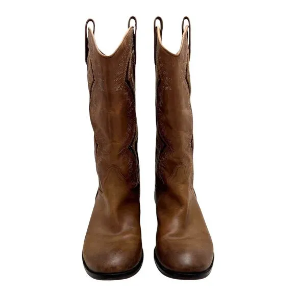 Reba Brown Genuine Leather Western Mid Calf Boots 9.5 M