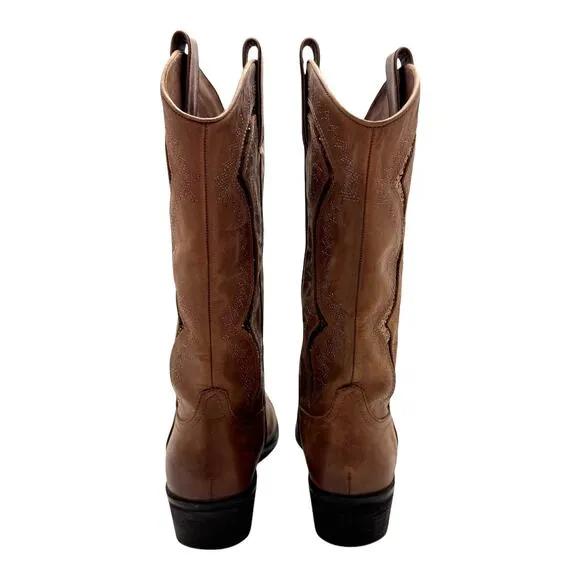 Reba Brown Genuine Leather Western Mid Calf Boots 9.5 M