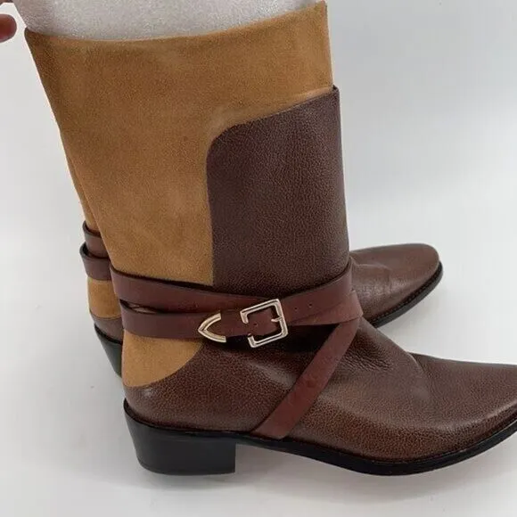 Rebecca Minkoff 7 Sebas two tone leather Brazil boots mid shaft booties 6
