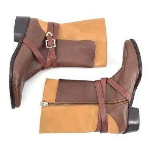 Rebecca Minkoff 7 Sebas two tone leather Brazil boots mid shaft booties 6