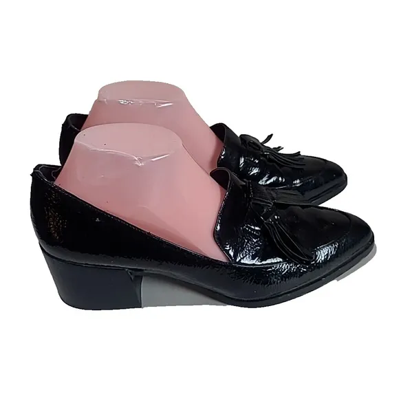 Rebecca Minkoff Edie Black Patent Leather Kiltie Loafers Shoes Womans Size 10M