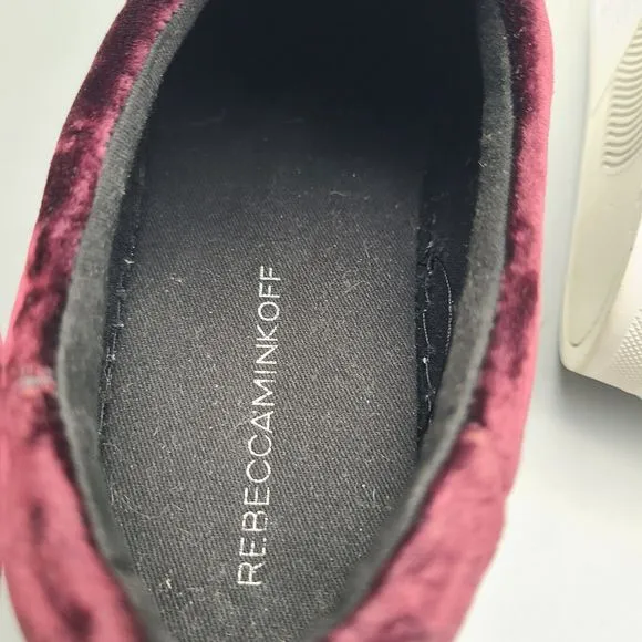Rebecca Minkoff Noelle Velvet Platform Sneaker Red Wine Silver Stud Chunky Sz 9