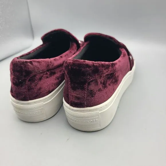 Rebecca Minkoff Noelle Velvet Platform Sneaker Red Wine Silver Stud Chunky Sz 9