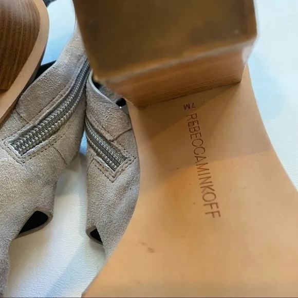 Rebecca Minkoff Open Toe Suede Buckle Booties