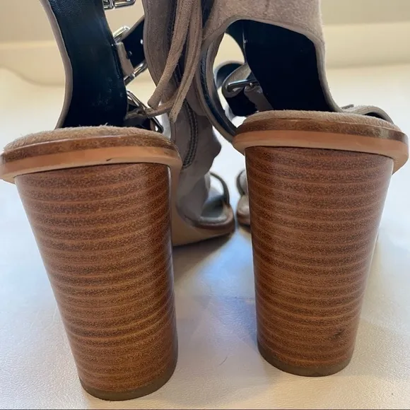 Rebecca Minkoff Open Toe Suede Buckle Booties
