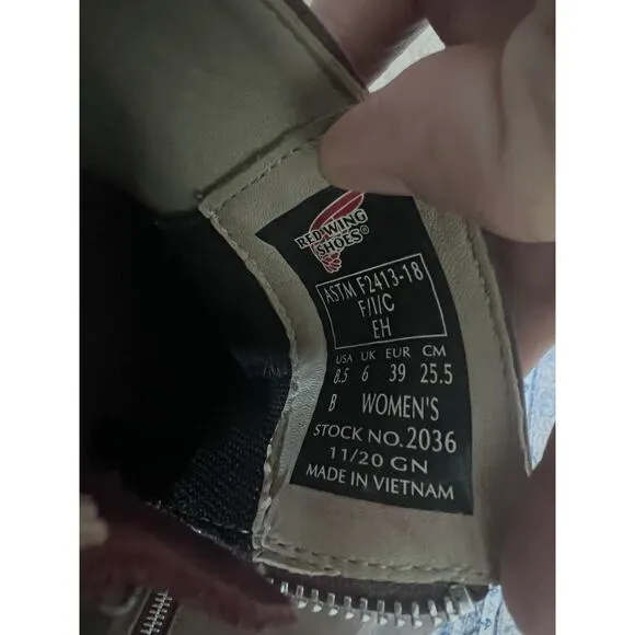Red Wing Shoes Extra Light Oil/Slip Resistant Steel Toe For Safety Women Sz 8.5