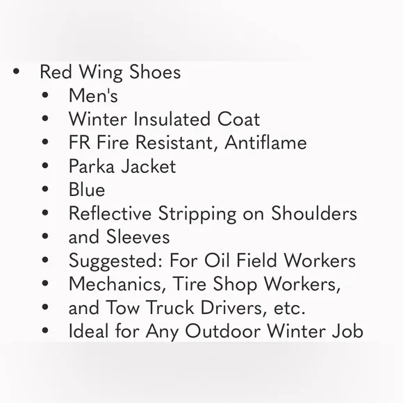 Red Wing Shoes Fire-Resistant Oil Field Tow Truck Parka Ultra-Soft Sz XXL-T NEW