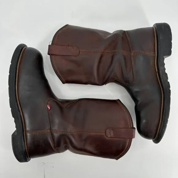 Red Wing Shoes Pull On Steel Toe Brown Leather Work Performance 9.5 Boots