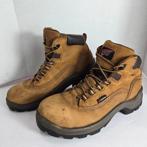 Red Wing Women's Size 8.5 Brown Work Boots Steel Toe Waterproof Slip Resistant