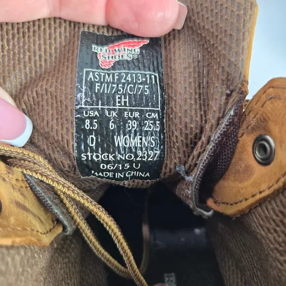 Red Wing Women's Size 8.5 Brown Work Boots Steel Toe Waterproof Slip Resistant