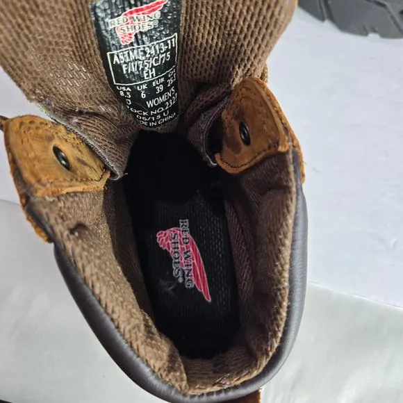 Red Wing Women's Size 8.5 Brown Work Boots Steel Toe Waterproof Slip Resistant