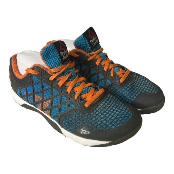 Reebok CF74 Men Shoes Cross Fit Sneakers Running Black Blue Orange Size 6.5