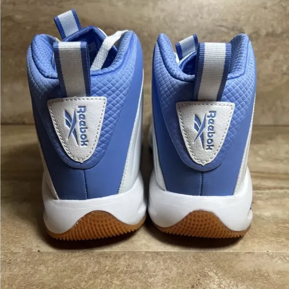 Reebok Galaxy1 White Blue Patent Leather Basketball Shoes Mens Size 8-13