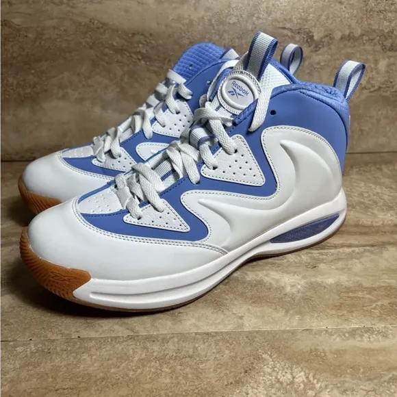 Reebok Galaxy1 White Blue Patent Leather Basketball Shoes Mens Size 8-13