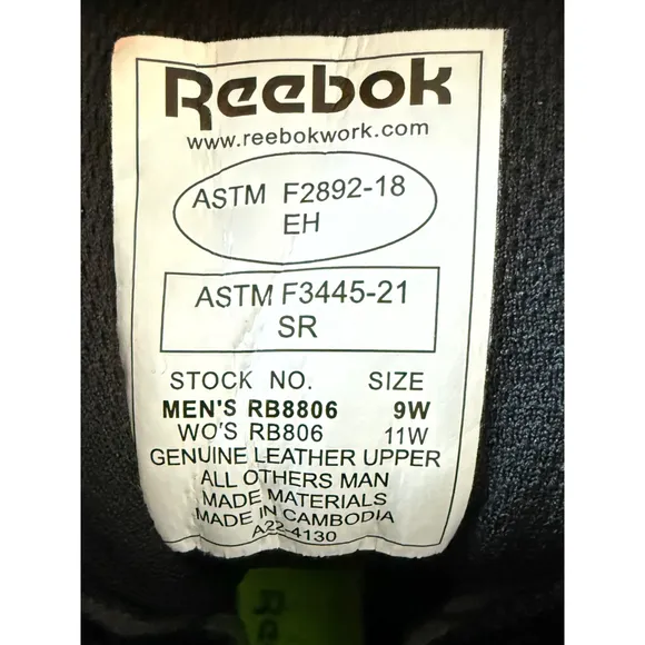 Reebok Mens Tactical Waterproof 8&quot; Sublite Cushion Work Boots 9W men 11 women's