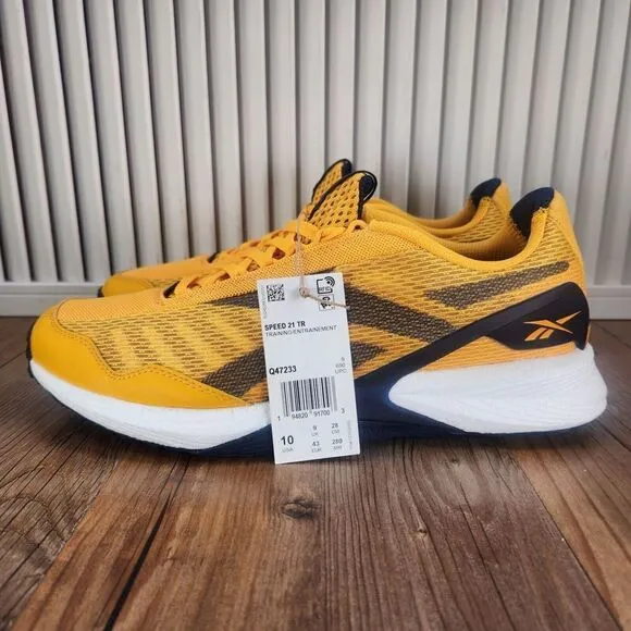Reebok Speed 21 TR Men Sz 10 Yellow Athletic Gym Workout Trainers Sneakers Shoes