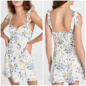 Reformation Niara Floral Print Mini Dress in Clarity 10 Romantic Ethereal