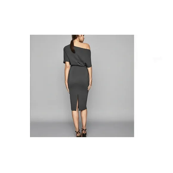 Reiss Madison Dress Off Shoulder Gray Size 2